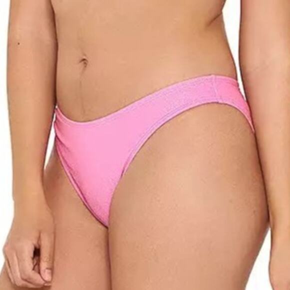 Ninety Nine Shirred Bralette Hi Leg V Waist Cheeky Bikini Swim Set Pink Shine M - Picture 4 of 10